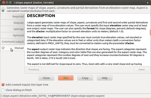 Manual page for a module is available also from the module dialog