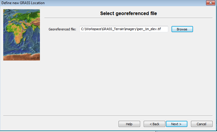Georeferenced file selection dialog