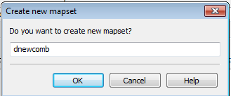 Create new mapset dialog