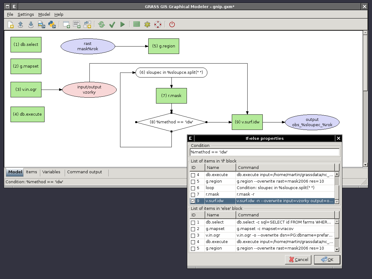 Graphical Modeler: define if/else statements in the model - show properties