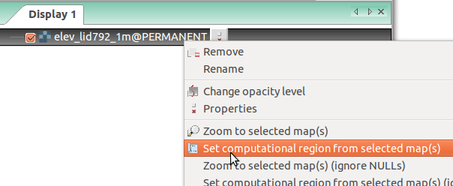 Set computational region (extent and resolution) to match a raster (Layers tab in the Layer Manager)