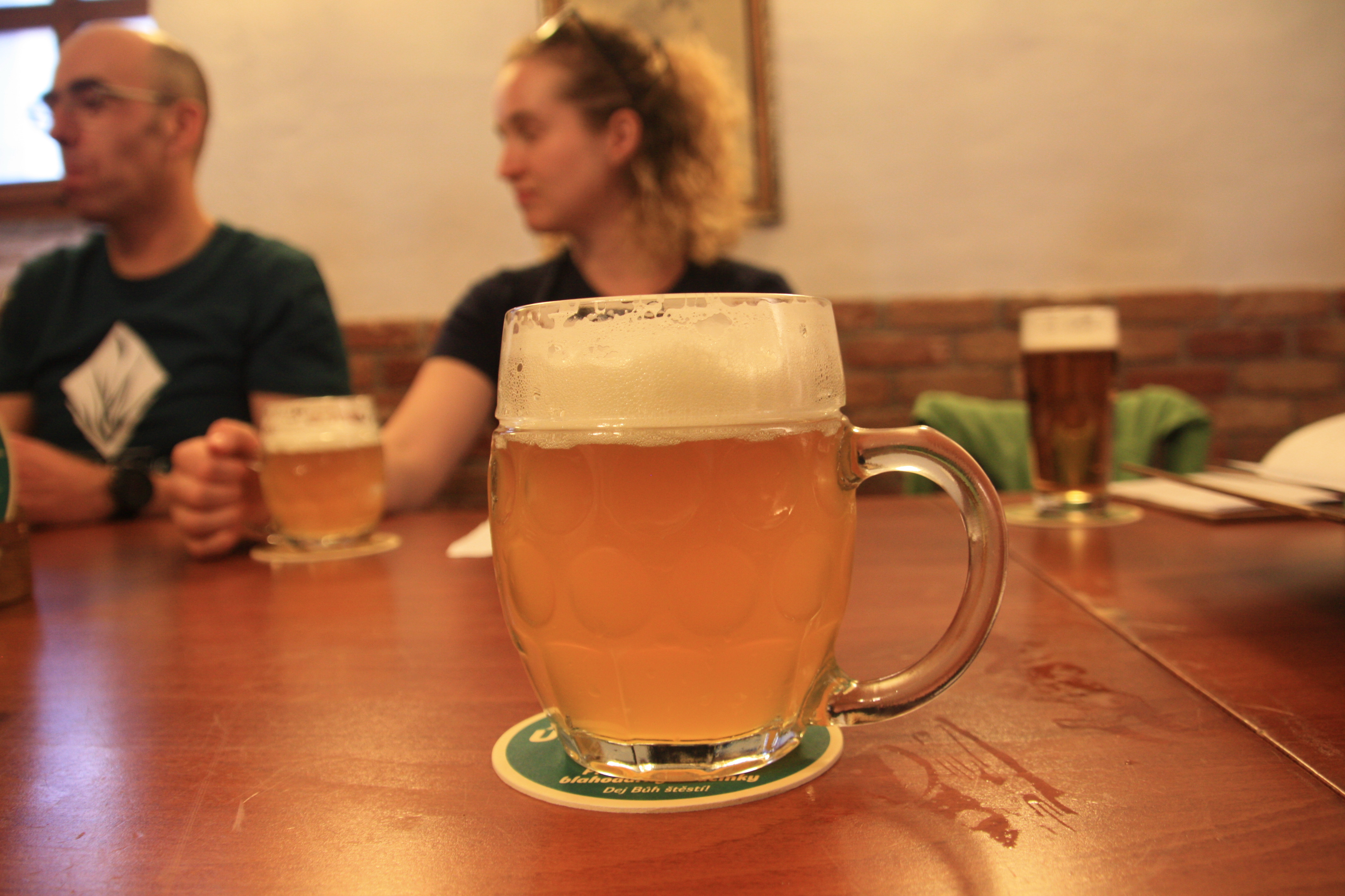 Beer at Únětický pivovar, a 300-year-old brewery, after a day of hard work