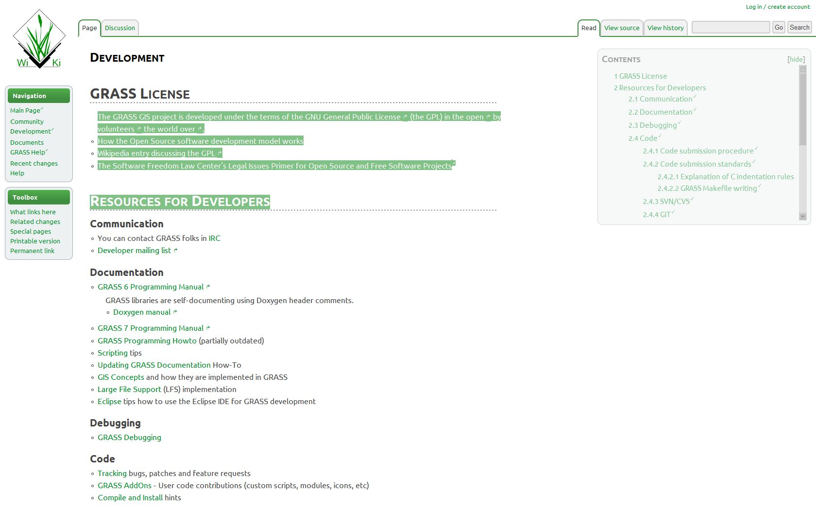 GRASS-Wiki, better typography, ToC follows scrolling down and therefore always visible