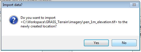 Import georeferenced file dialog