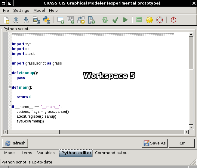 Graphical Modeler: Python editor