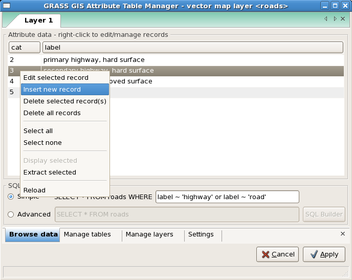 Attribute Table Manager