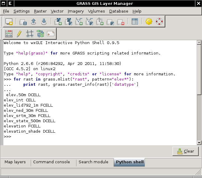 Embedded interactive Python Shell in wxGUI Layer Manager